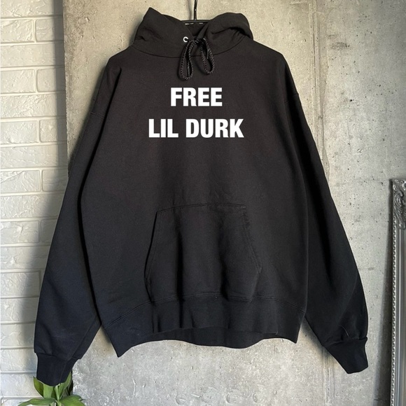 Men’s size Free Lil durk hoodie merch OTF sweatshirt tour black tee pullover new - Picture 1 of 1